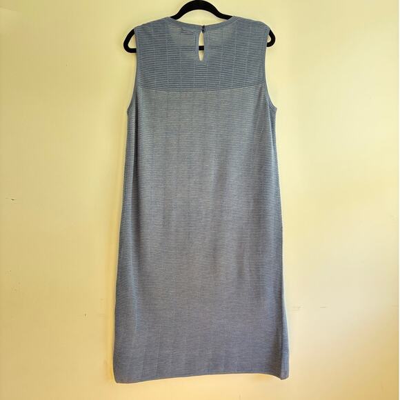 AKRIS Wool and Silk Textured Grid Optics Dress Fully Silk Lined Large Blue - Picture 9 of 13